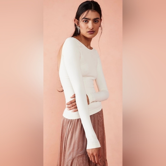 Free People Intimately - Low-Back Seamless Long Sleeve Green - Picture 2 of 5